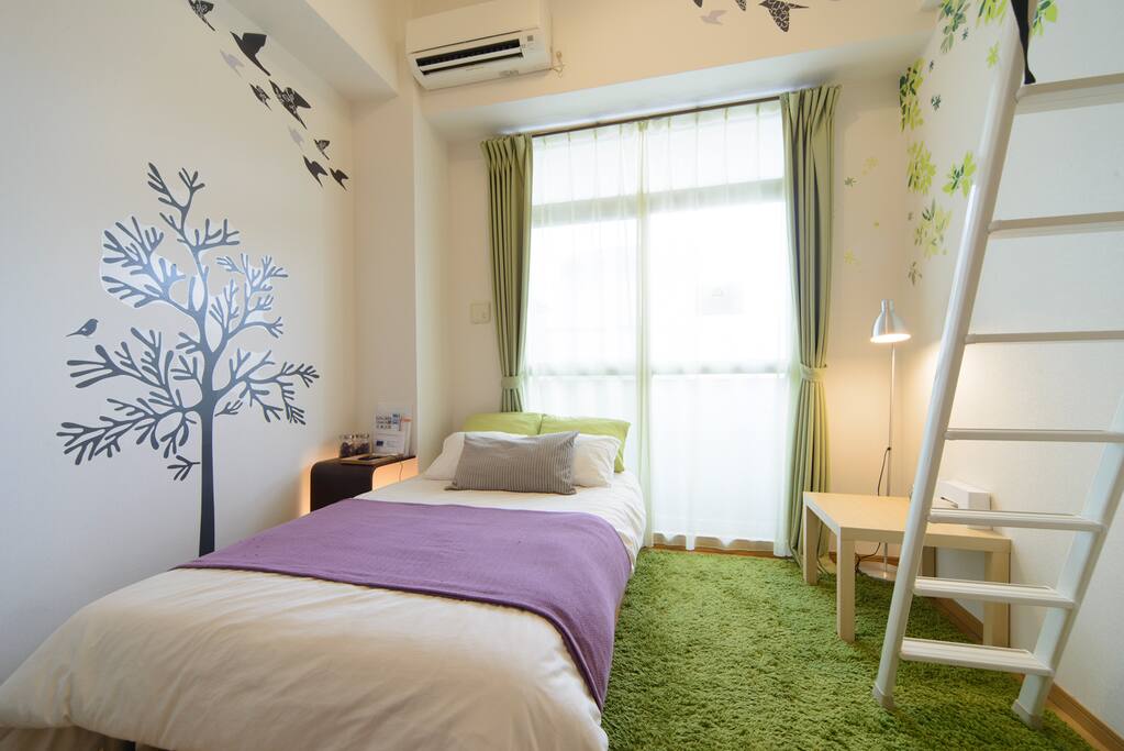 semi-double size bed with comfortable linen
