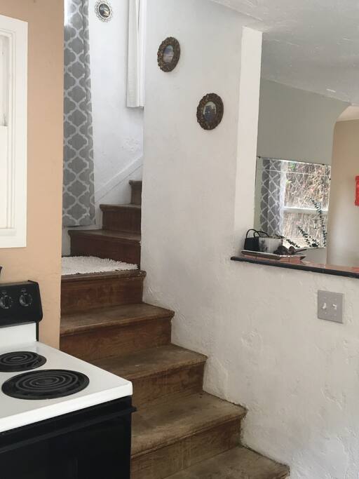 Climb the stairs to "your nest" in this unique space.