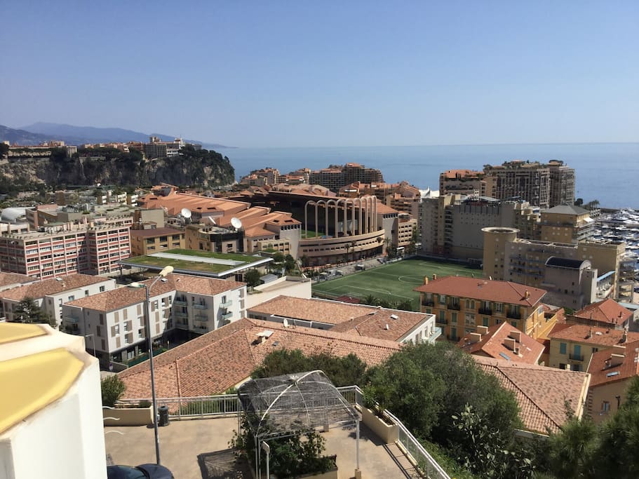 Palace and stadium of Monaco. View from our terrace