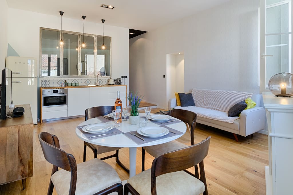 Living room with kitchen