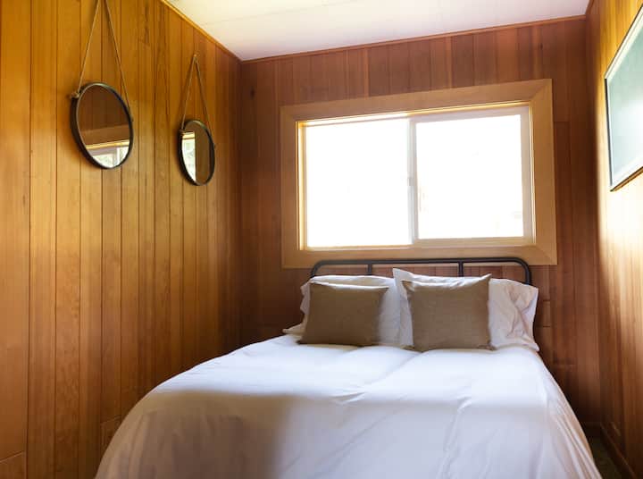 Bedroom two.  Double bed with a closet.