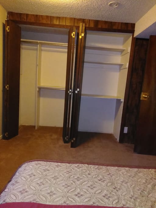 ample closet space, right side may be used as a desk. electrical outlet within.