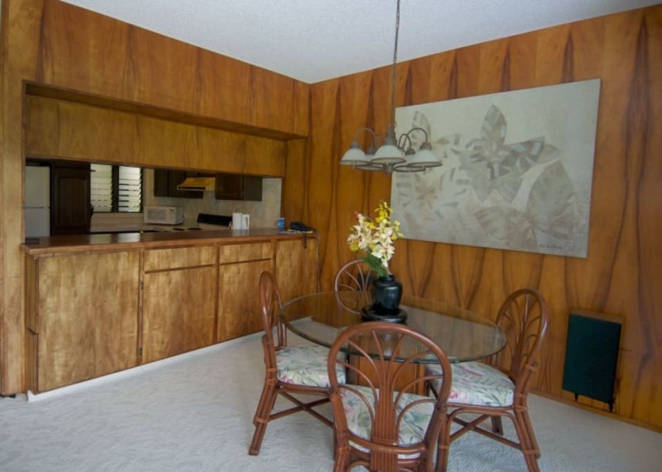 Real Koa wood dining and bar area
