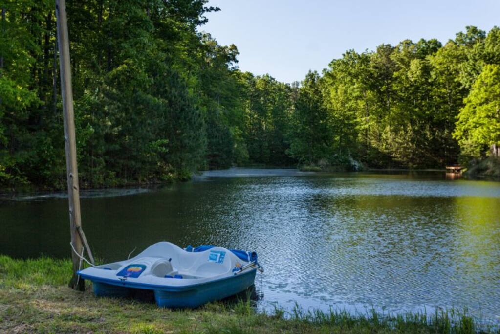 Private lake and paddle boat