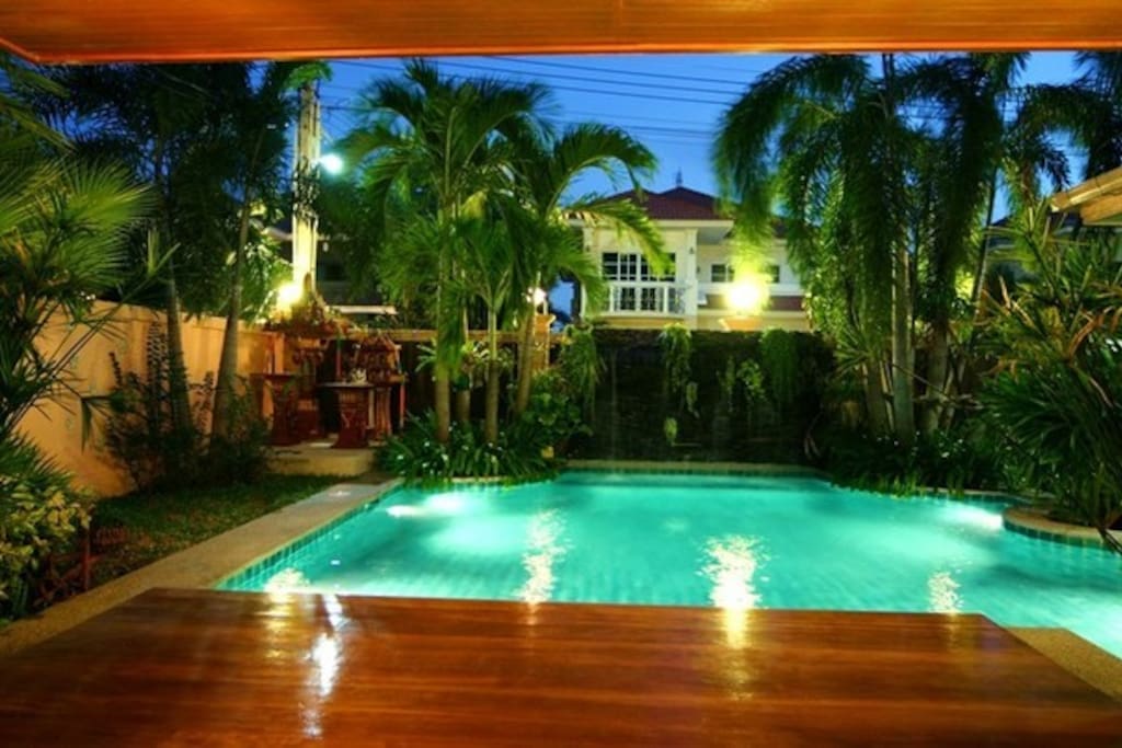 Enjoy Swimming at Night Private Pool with Lights