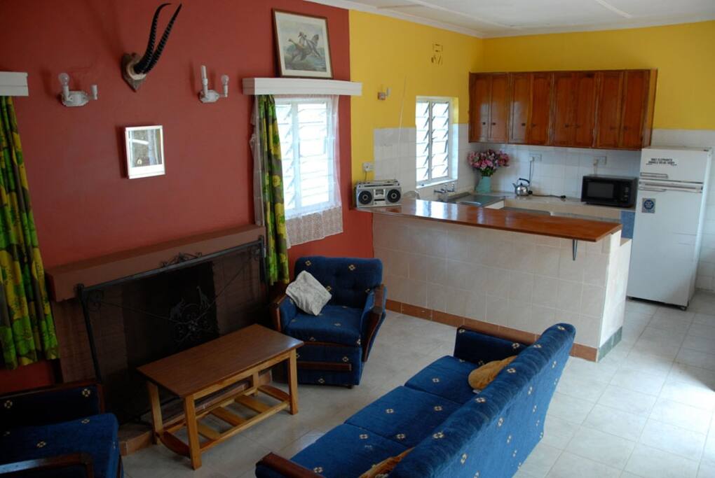 Living space and open plan kitchen