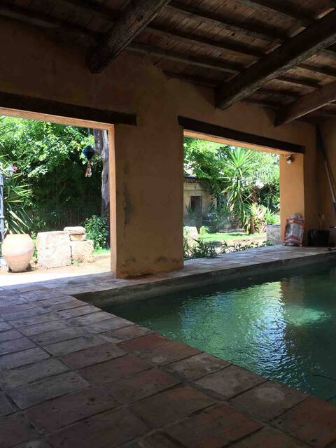 Village house between lake, sea and ponds.