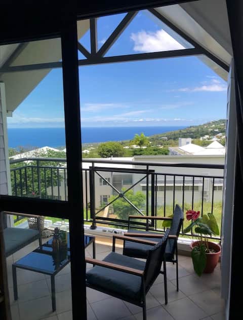 Apt F2 Air-conditioned duplex, Les Avirons, Sea view.