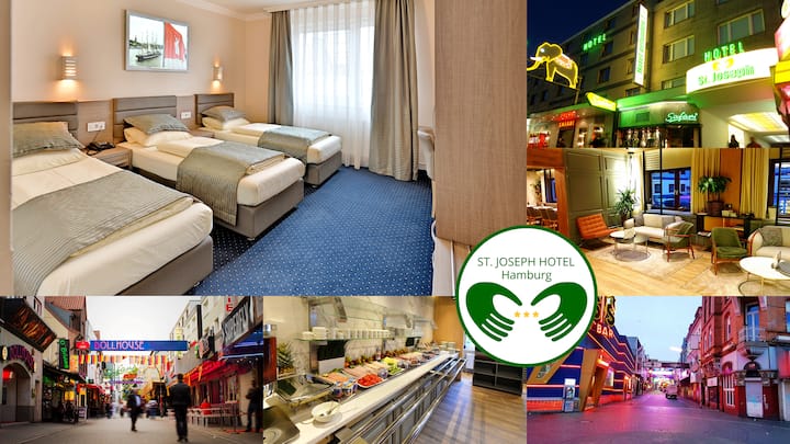 Dreibettzimmer - Triple room - St. Joseph Hotel Hamburg, Große Freiheit 22, 22767 Hamburg, Germany