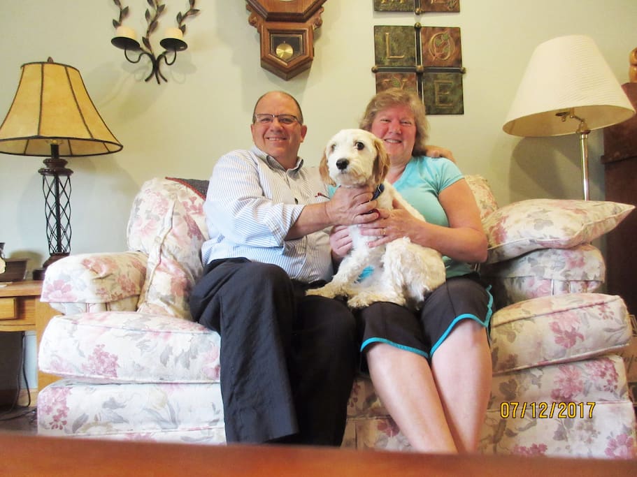 Dell, Tammy, and Pax the dog.