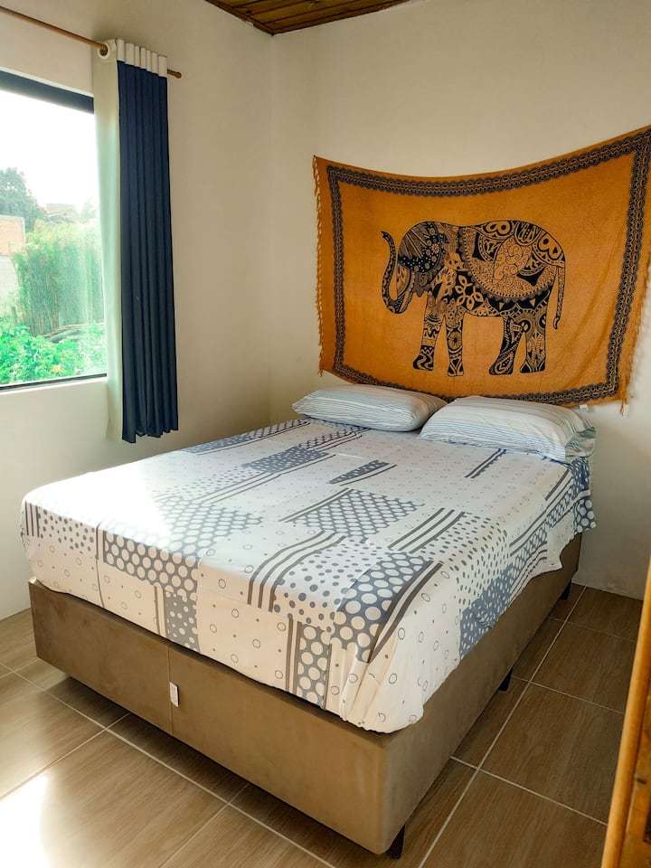 housing with a comfortable double bed.