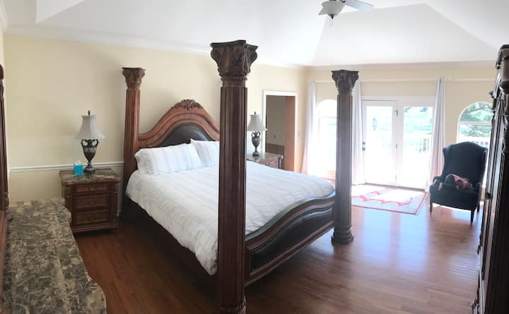 Master bedroom with stunning overlook views