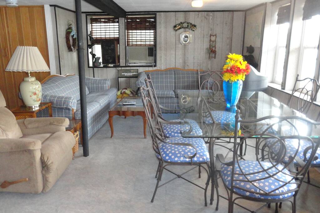 Ample seating over looking the water.