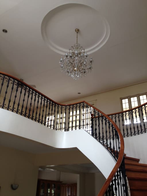 The spiral staircase going to second floor!