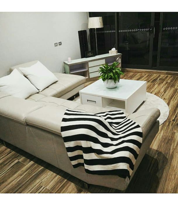 Comfy big leather lounge