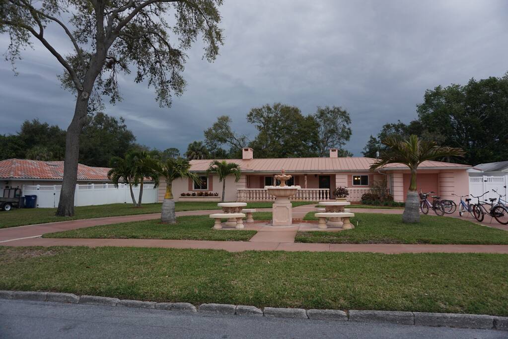 Enjoy the fountain by the front of the house