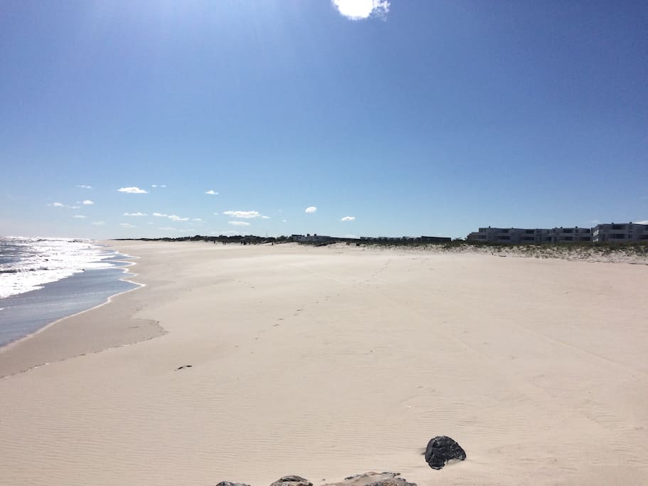 Walk across the road to private beach on Atlantic Ocean; beach chairs provided