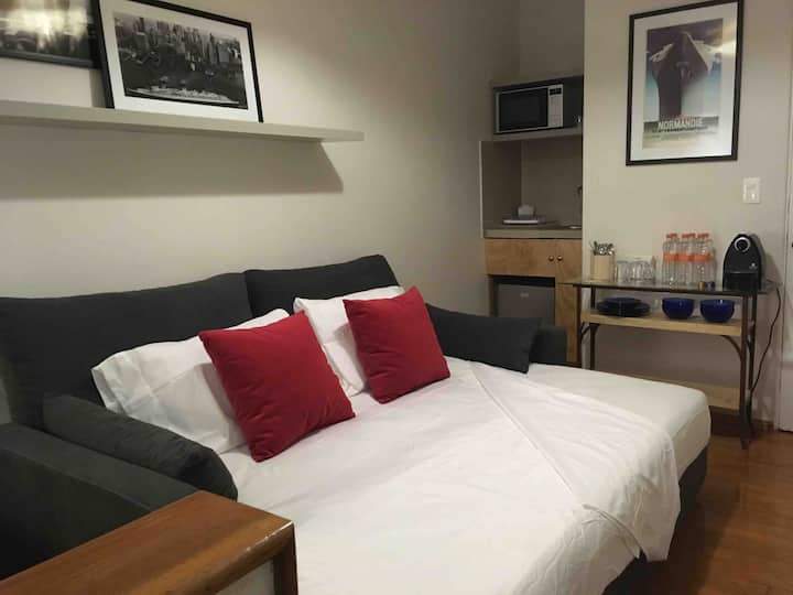 Large and comfortable sofa bed.