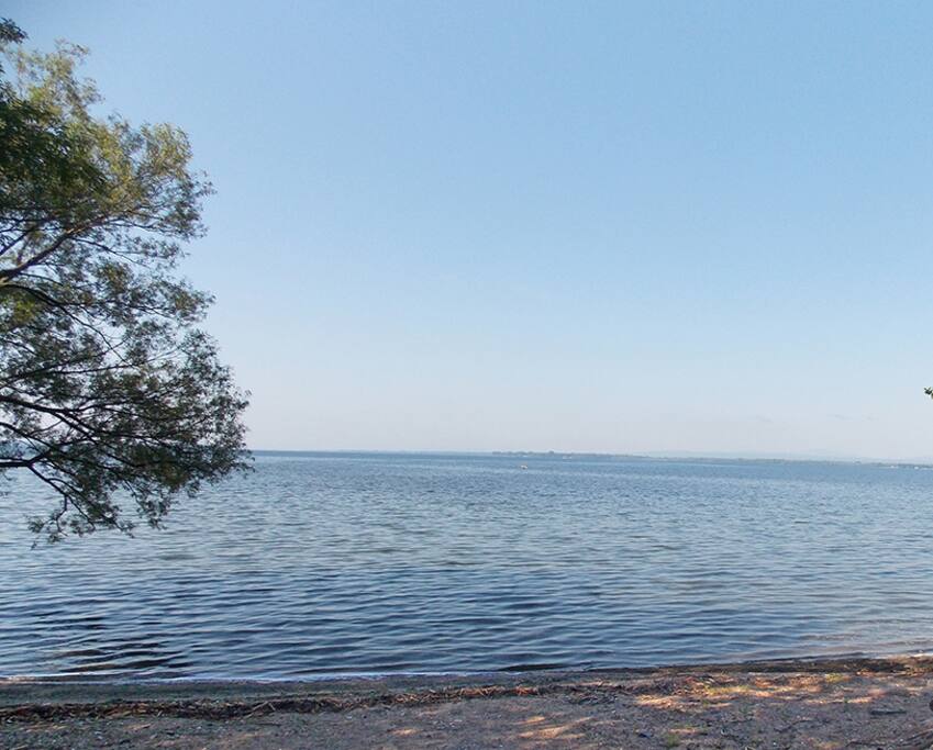 View of Lake Champlain from enclosed porch