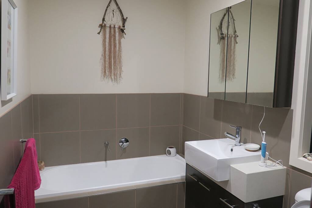Large bathroom with shower and bath
