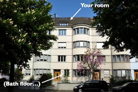 Two rooms under the rooftop. Free public transp.