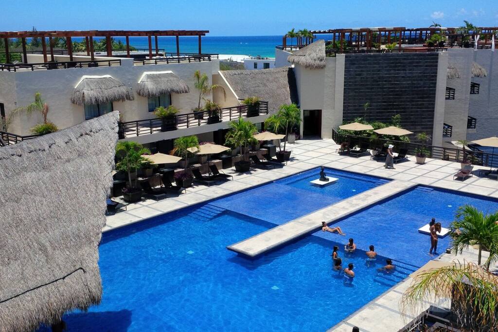 The gorgeous and large pool for the condo complex