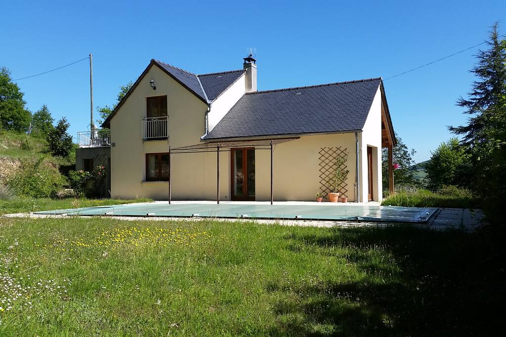The pool to the rear of the house