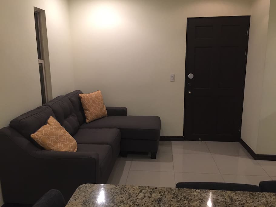 This is the sofa and the front door. NOTE: not the actual sofa.