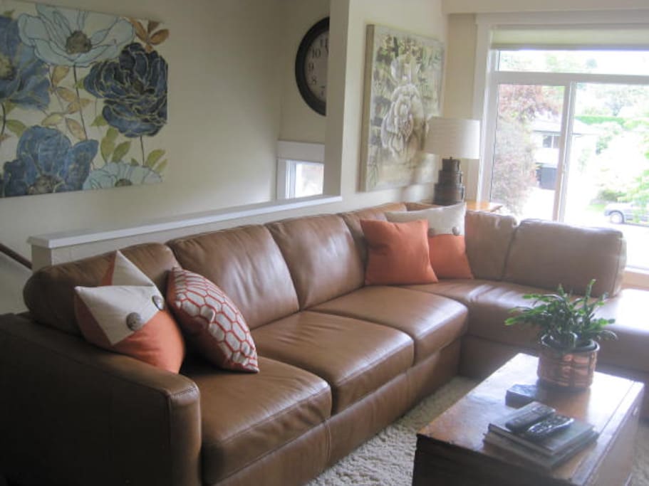 Large Comfortable Leather Sofa