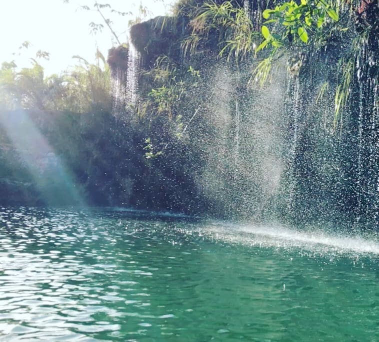 Waterfall at sunset