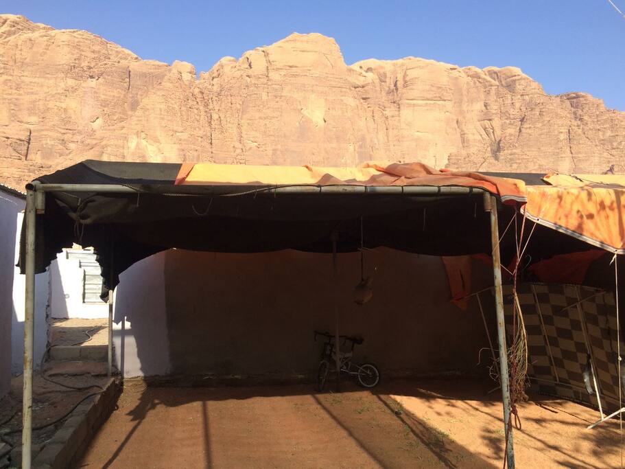 View of the mountains from courtyard.