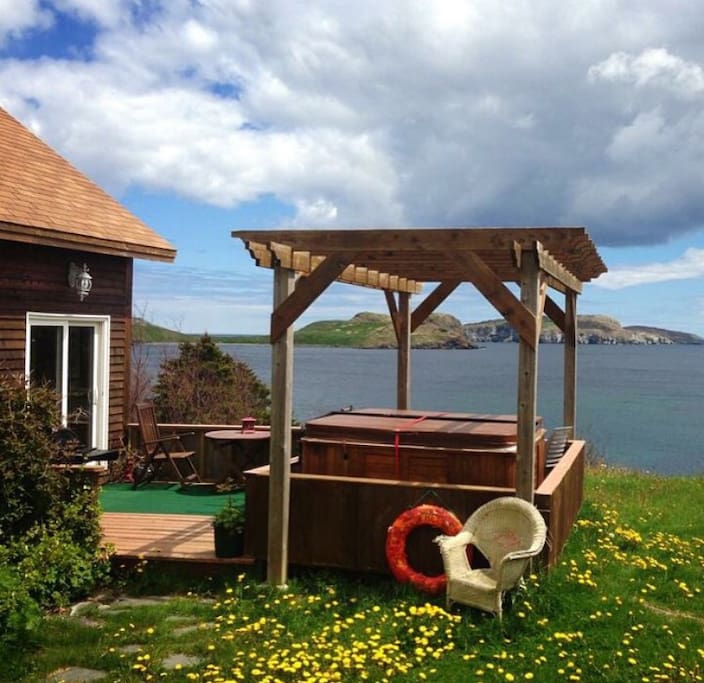 enjoy the view from the 6 person hot tub