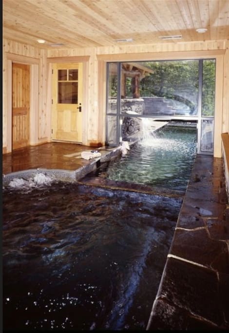 The spa room and indoor pool. Enjoy a sauna or steam shower too!