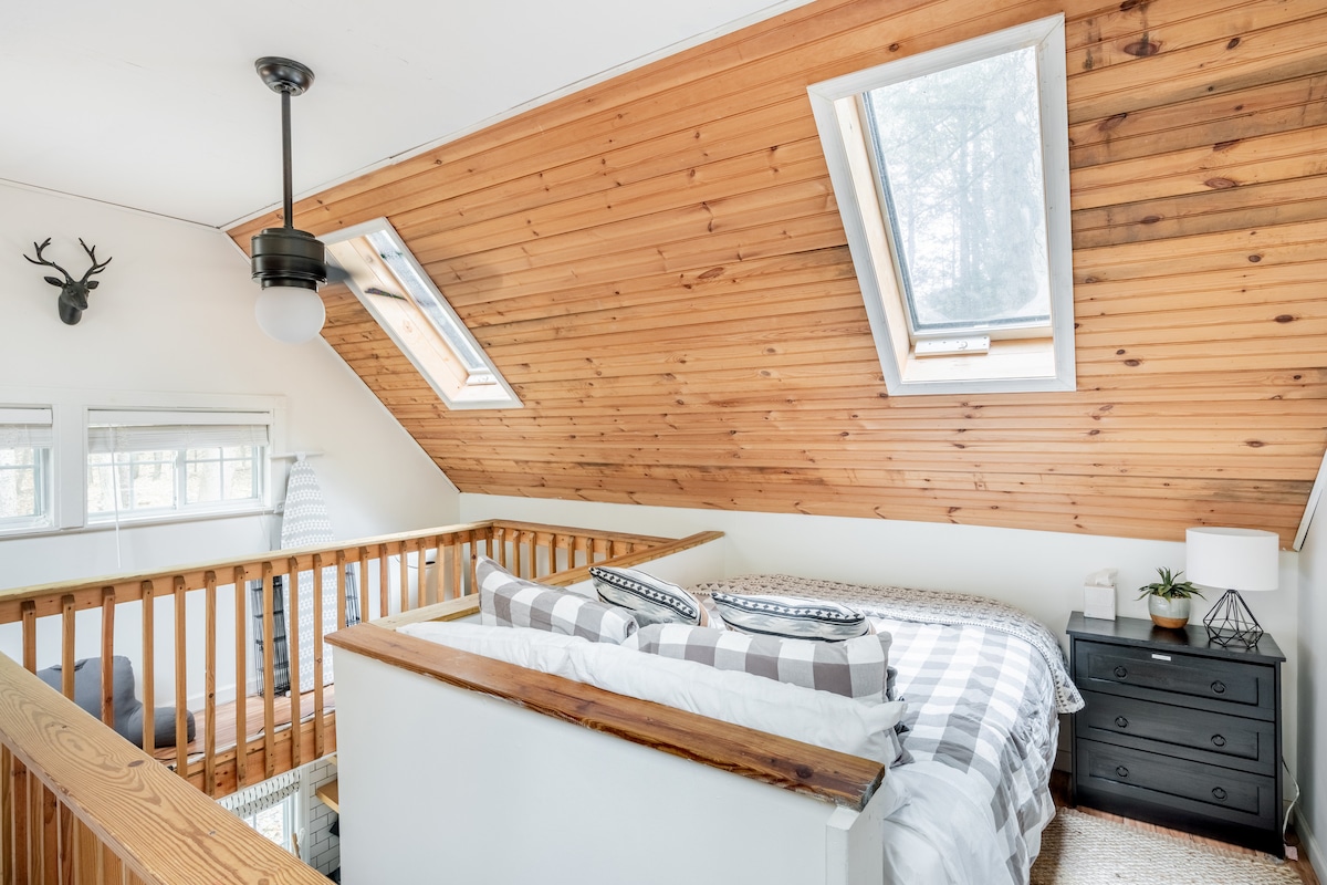 Memory foam Queen bed in the sleeping loft.
