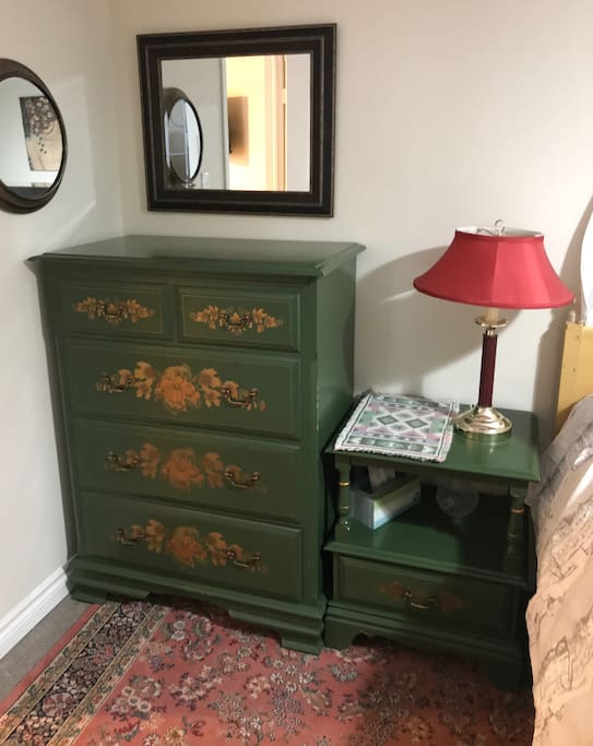 A solid chest of drawers to store your clothes.