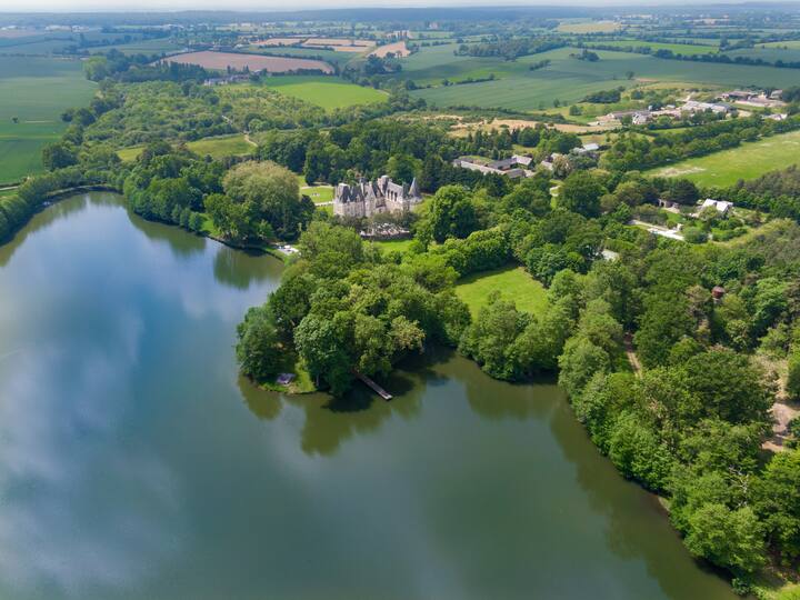 Luxus-schloss An Einem See Mit Einer Insel, Schwimmbad Und Herrlichen Park - Loire