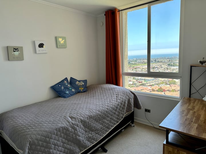 Second bedroom. Trundle bed and desk. 