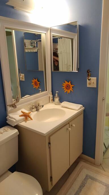 bath room with tub and shower