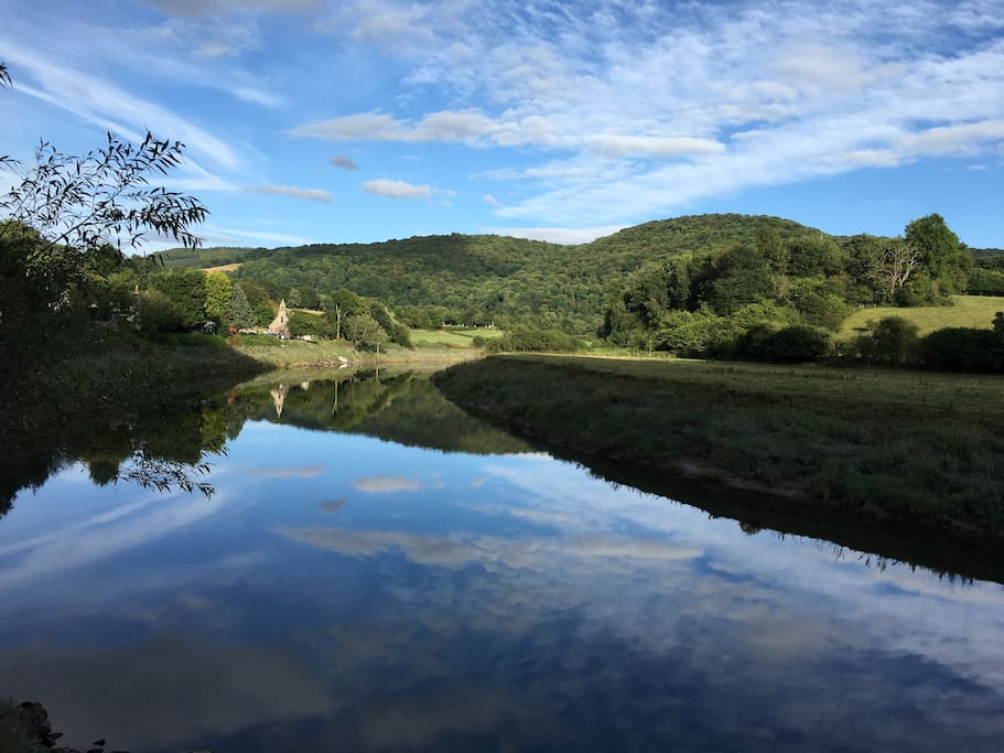 Looking across river Wye on Wye Valley walk