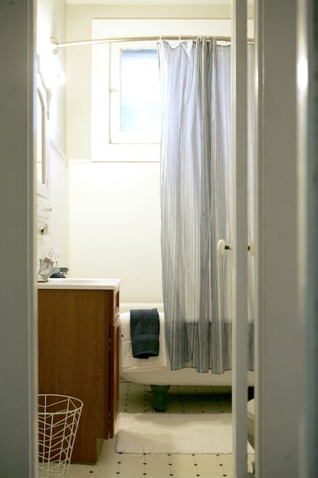 Bathroom with claw foot tub