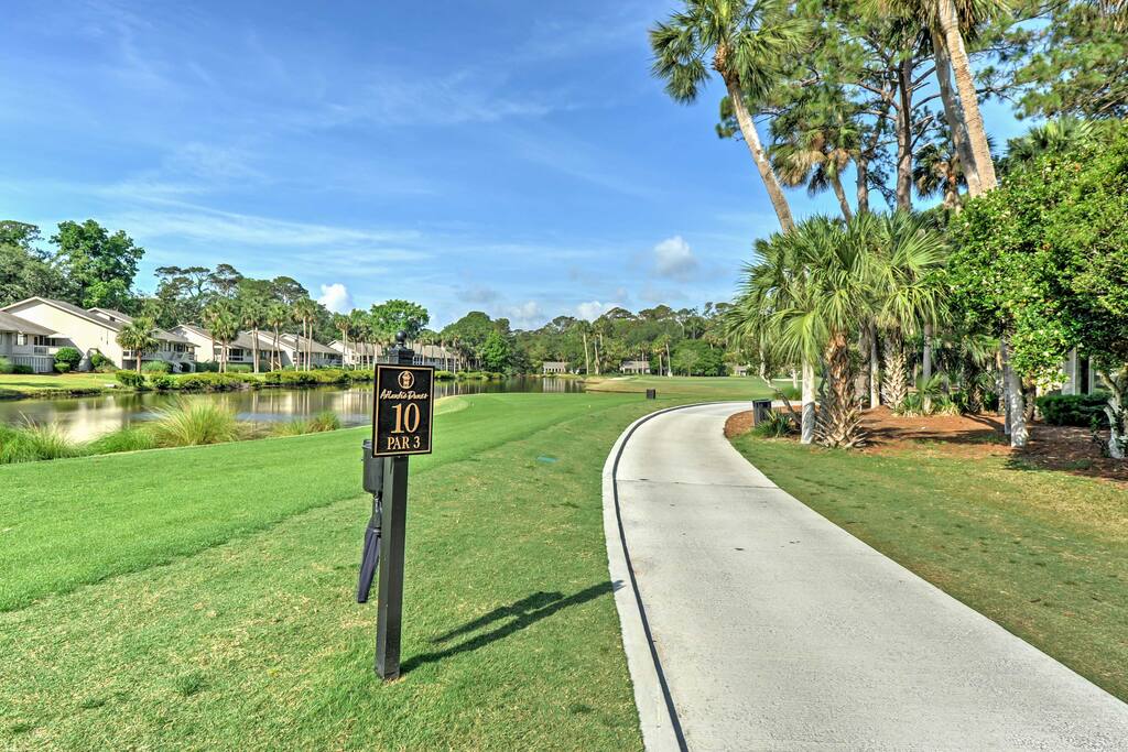 The 1,350-square-foot villa is located in the Sea Pines Resort, right on the 10th hole of the new Atlantic Dunes golf course.