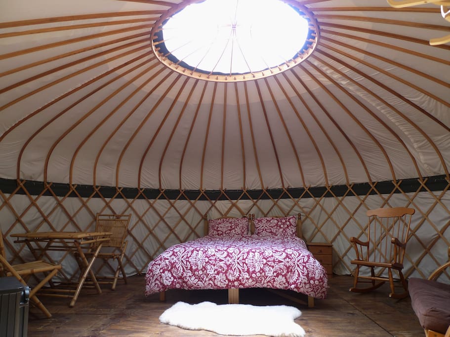 Inside the yurt