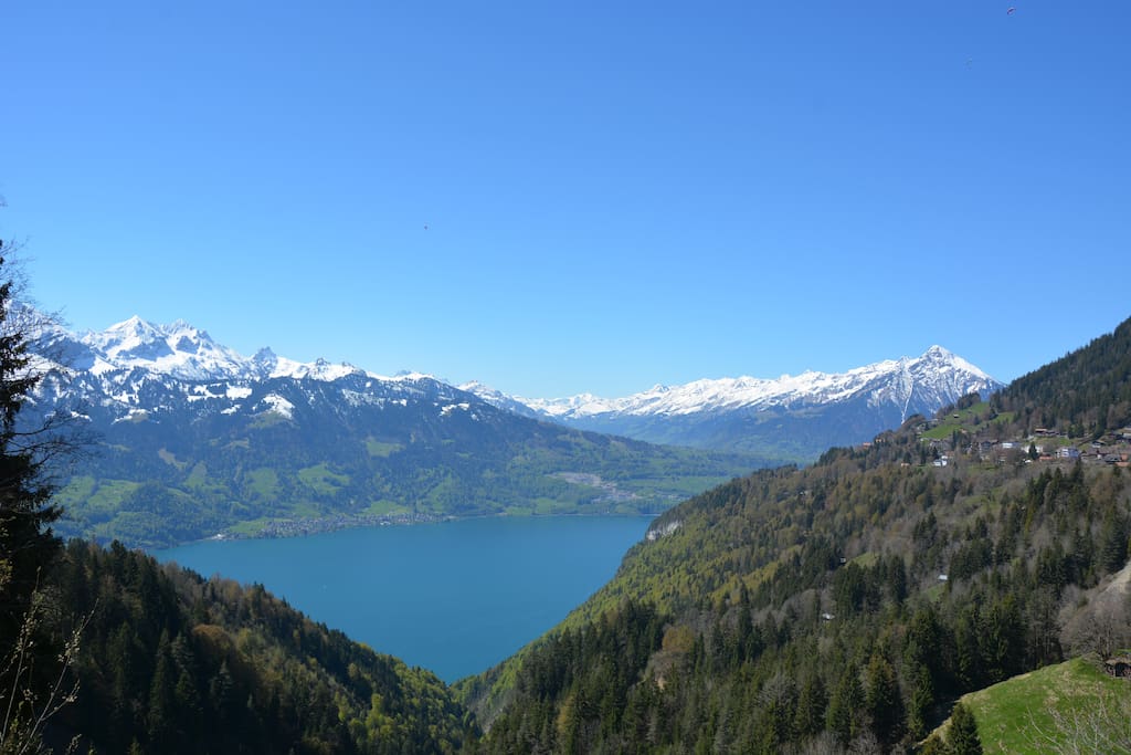 Ula's Holiday Apartments - View of Lake and Niesen from 1 BR Apartment