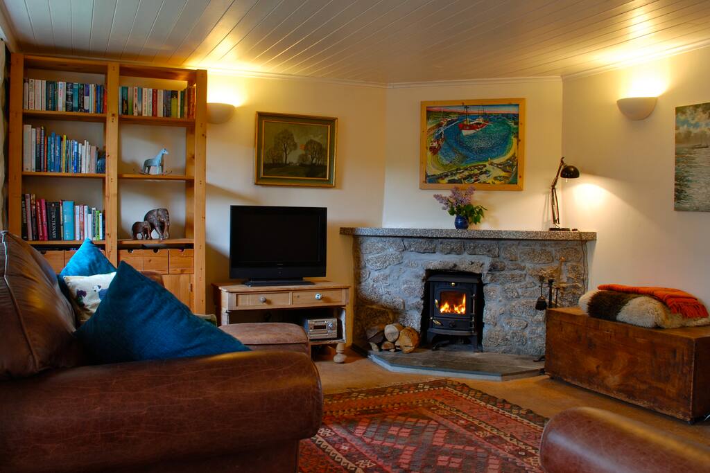 Woodburning stove, TV with freeview and DVD player, books and games for the odd rainy day.