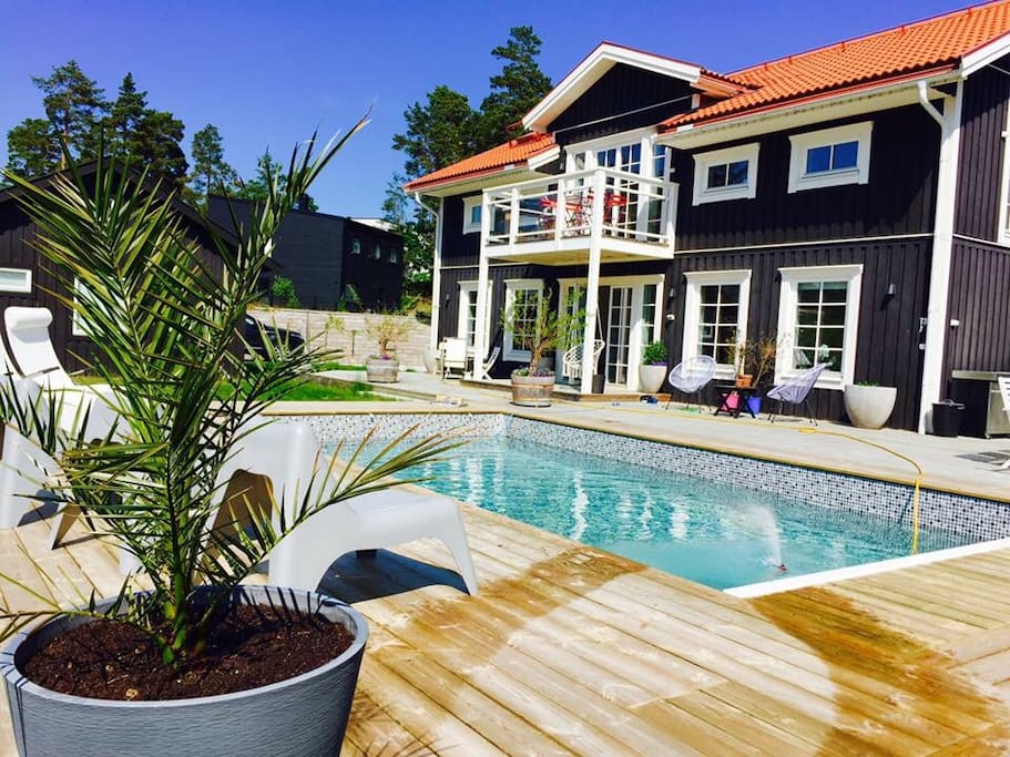 Big pool deck around the pool