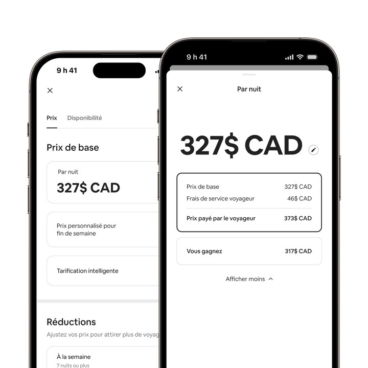 Dans l'appli Airbnb, on voit la façon dont les outils de gestion de prix sont maintenant rassemblés dans le calendrier pour plus de commodité.