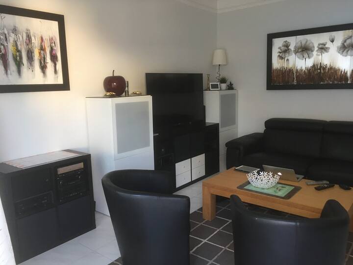 Sebule iliyo na sinema ya nyumbani