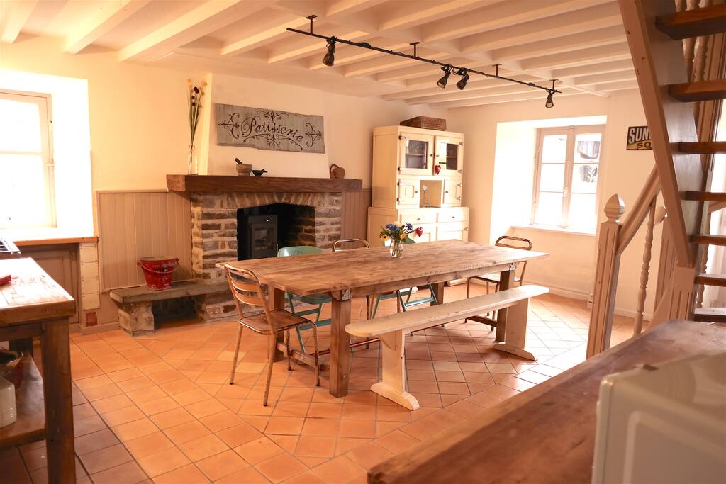 The kitchen is bright and spacious