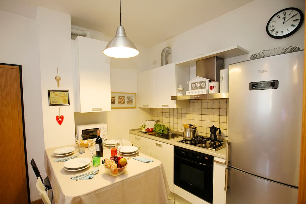 View on the kitchen corner with dinner table
