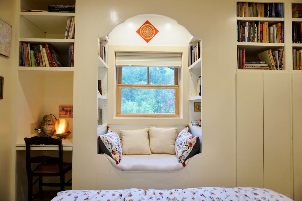 The window seat with mountain view.